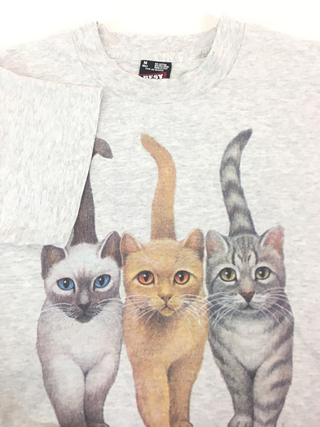 古着 90s USA製 Bob Harrison 猫 ネコちゃん アニマル 両面 Tシャツ M 