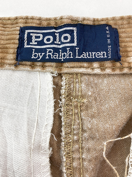 古着 90s USA製 Polo Ralph Lauren 太畝 コーデュロイ タック パンツ ストレート ベージュ W33 L31 古着 - 古着  通販 ヴィンテージ 古着屋 Dracaena ドラセナ