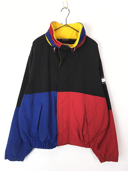 古着 90s TOMMY HILFIGER フラッグ パッチ フリース ライナー 2way ナイロン ジャケット L 古着