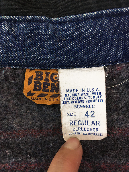 古着 70s USA製 BIG BEN ブランケット ライナー 濃紺 デニム