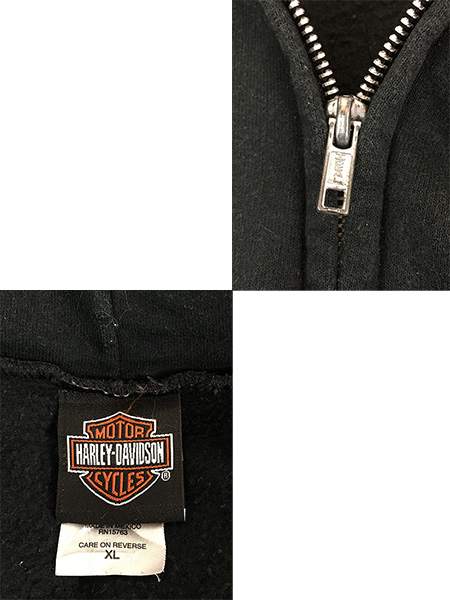 古着 HARLEY DAVIDSON 骨 ボーン BIG ロゴ スウェット ジップ