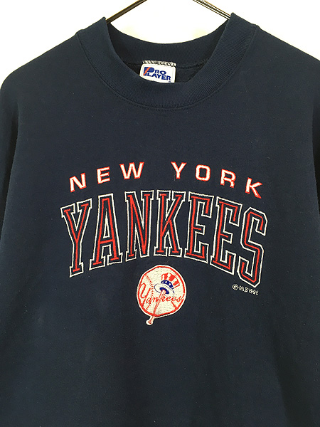 古着 90s USA製 MLB New York Yankees ヤンキース 刺しゅう スウェット 