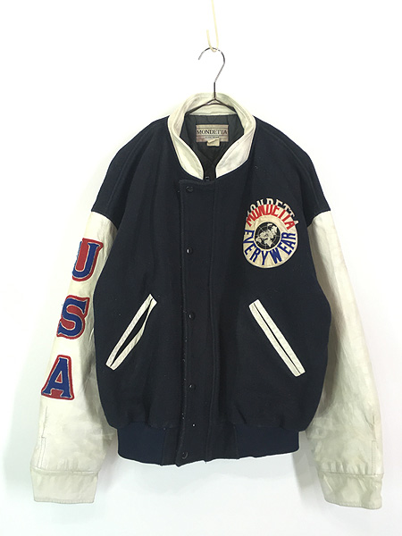 古着 80s USA製 PENN STATE 光沢 サテン カレッジ スタジャン