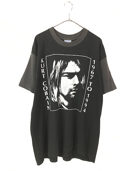 古着 90s USA製 NIRVANA Kurt Cobain モノクロ フォト ブートレグ 追悼 ...