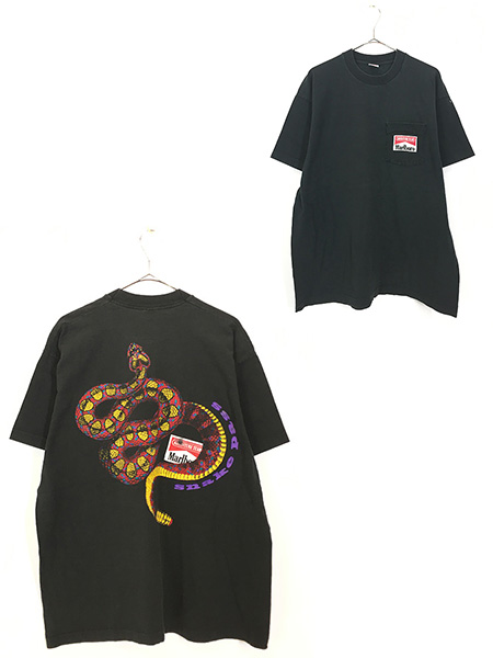 Tシャツ/カットソー(半袖/袖なし)90s USA製 地球 アート イラスト 両面 プリント Tシャツ XL 黒