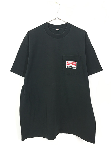 古着 90s USA製 Marlboro 「Snake Pass」 スネーク ヘビ 両面 ポケット Tシャツ ポケT 黒 XL 美品!! - 古着  通販 ヴィンテージ 古着屋 Dracaena ドラセナ