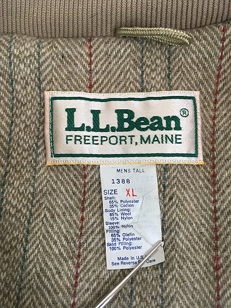 古着 80s USA製 LL Bean 名作 チンスト ウール ライナー パデッド
