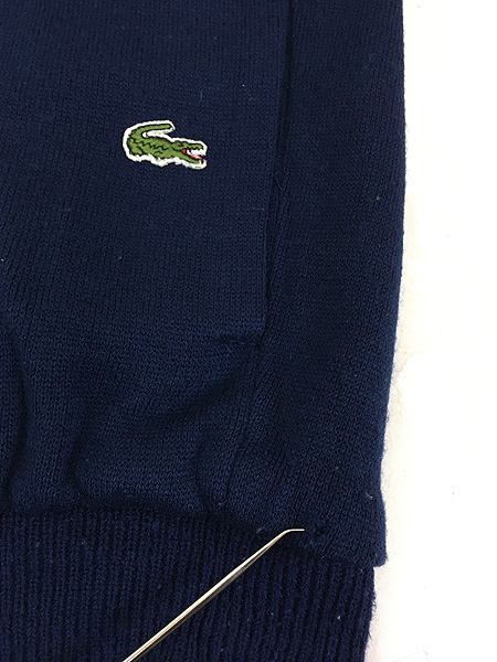 古着 80s IZOD LACOSTE ワニ パッチ ナイロン × アクリル ニット 異 