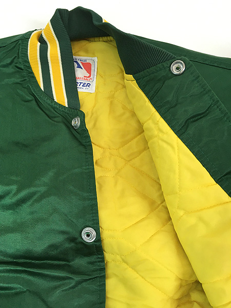 古着 80s USA製 STARTER Oakland Athletics アスレチックス 光沢 サテン スタジャン ジャケット S 古着 - 古着  通販 ヴィンテージ 古着屋 Dracaena ドラセナ