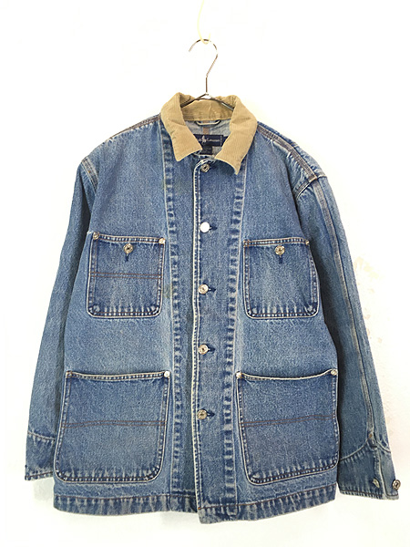 古着 90s Ralph Lauren 襟 コーデュロイ デニム ワーク カバーオール ジャケット M 古着 - 古着 通販 ヴィンテージ 古着屋  Dracaena ドラセナ