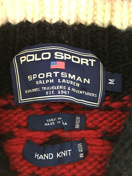 古着 90s POLO SPORT Ralph Lauren ノルディック 雪柄 ヘビー ウール