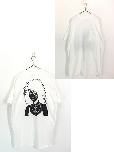 古着 90s USA製 民族 ネイティブ モノクロ アート ポケット付 Tシャツ ポケT XL① - 古着 通販 ヴィンテージ 古着屋  Dracaena ドラセナ