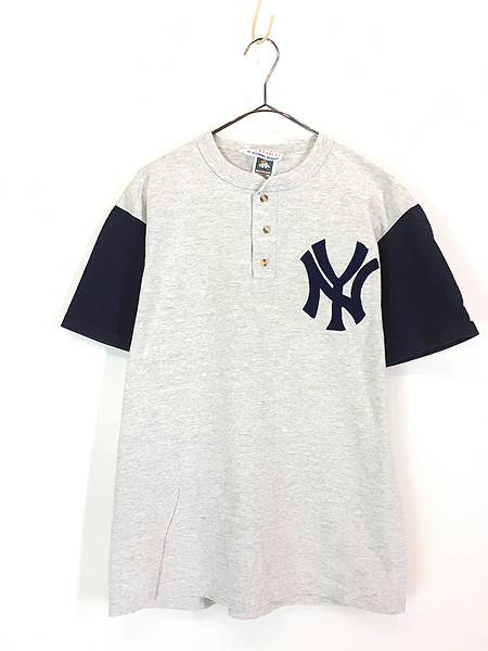 古着 90s USA製 MLB NY Yankees ヤンキース バイカラー ヘンリーネック Tシャツ M 古着② - 古着 通販 ヴィンテージ  古着屋 Dracaena ドラセナ