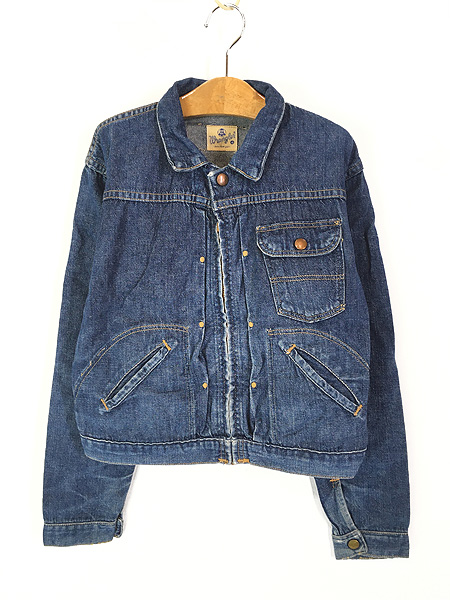 キッズ 古着 50s USA製 Wrangler 11MJZ 縦ベル フロント ジップ 濃紺 