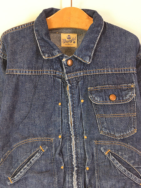 キッズ 古着 50s USA製 Wrangler 11MJZ 縦ベル フロント ジップ 濃紺 