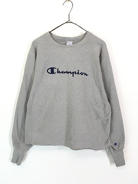 レディース 古着 90s USA製 Champion Reverse Weave ロゴ 刺しゅう カット リメイク リバース スウェット L 古着 -  古着 通販 ヴィンテージ　古着屋 Dracaena ドラセナ