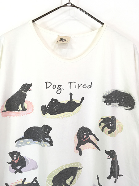 レディース 古着 90s Hatley 犬 わんちゃん アニマル 「Dog Tired」 プリント Tシャツ ワンピース ひざ丈 XL位 古着 - 古着  通販 ヴィンテージ 古着屋 Dracaena ドラセナ