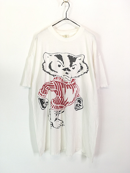 レディース 古着 90s USA製 SNOOZES Wisconsin バッキー カレッジ T 