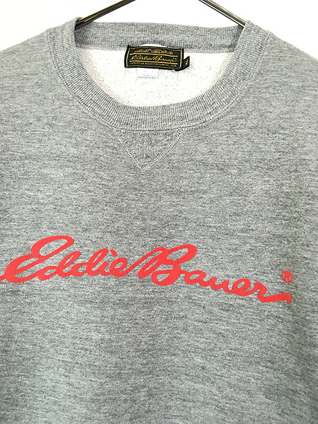 古着 80s Eddie Bauer × Russell Wネーム 発泡 ロゴ 前V スウェット