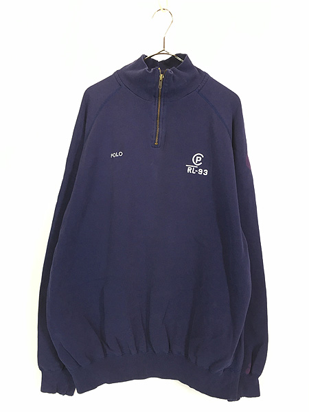 古着 90s POLO SPORT Ralph Lauren ハーフボタン チェック スウェット 