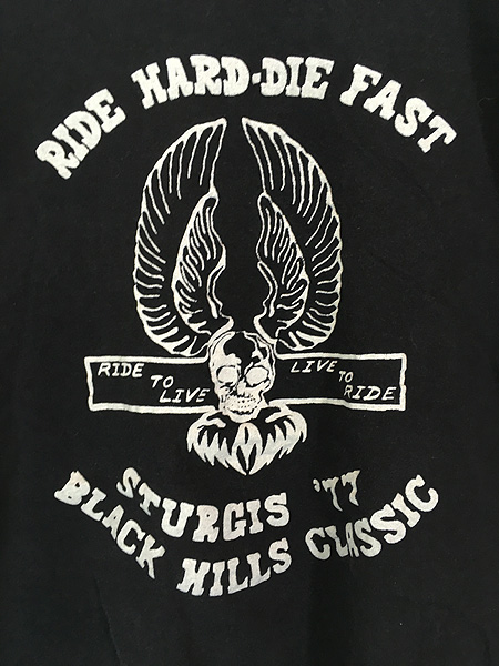 古着 70s RIDE HARD-DIE FAST ウィング スカル バイク モーター サイクル オールド Tシャツ L 古着 - 古着 通販  ヴィンテージ 古着屋 Dracaena ドラセナ