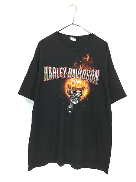 3E_オーバーサイズL以上ヴィンテージ ハーレーダビッドソン センター刺繡ロゴ 半袖Tシャツ XL