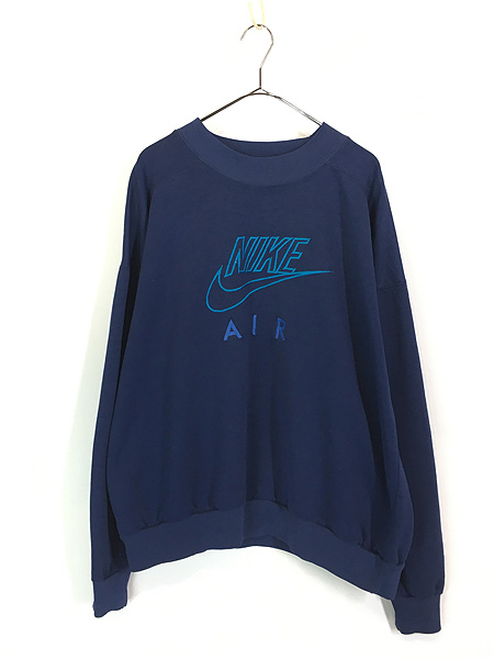 古着 90s NIKE AIR BIG ロゴ 刺しゅう モックネック スウェット トレーナー XXL 古着