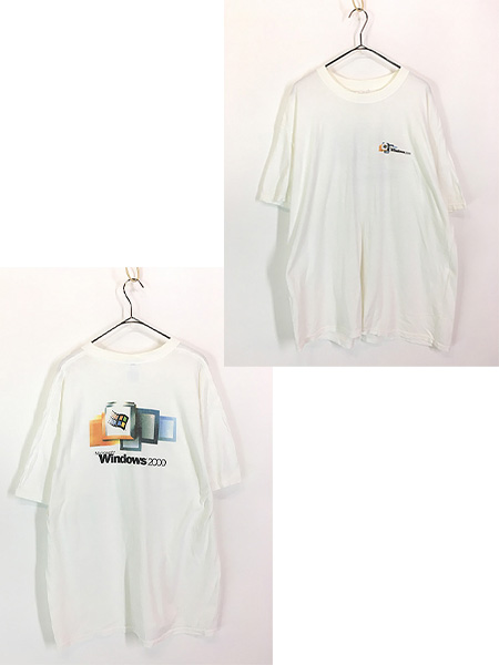 古着 00s Microsoft Windows 2000 ウィンドウズ PC コンピューター ソフトウェア Tシャツ XL