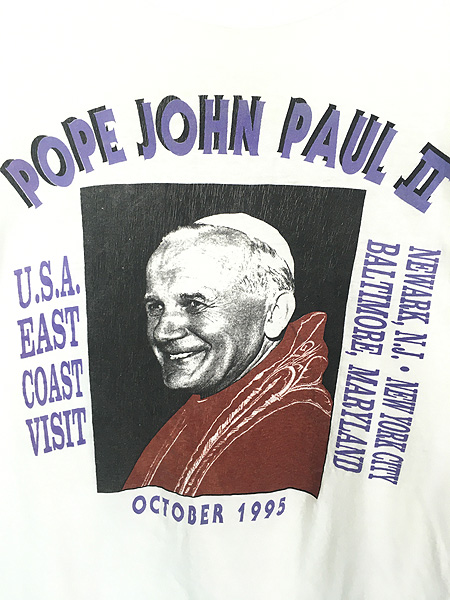 古着 90s Pope John Paul Ⅱ ヨハネ パウロ 2世 フォト アート Tシャツ ...