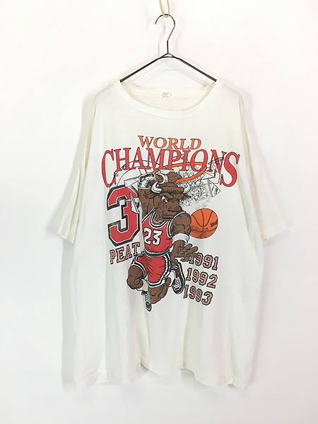 古着 90s NBA Chicago BULLS ブルズ 「3 PEAT」 3連覇 チャンピオン 記念 Tシャツ XXL 古着 - 古着 通販  ヴィンテージ　古着屋 Dracaena ドラセナ