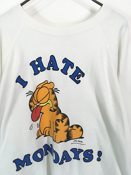 古着 80s USA製 GARFIELD 「I HATE MONDAYS」 ガーフィールド スウェット トレーナー XL 古着 - 古着 通販  ヴィンテージ 古着屋 Dracaena ドラセナ