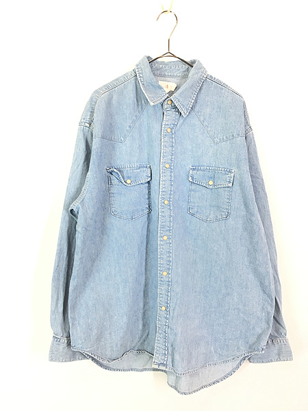 古着 90s J Crew ブルー デニム ウエスタン シャツ L - 古着 通販 ヴィンテージ 古着屋 Dracaena ドラセナ