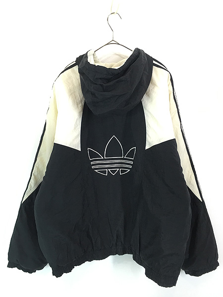 古着 90s adidas BIG ロゴ & トレフォイル パデット フーデッド ジャケット パーカー XL 古着 - 古着 通販 ヴィンテージ 古着屋  Dracaena ドラセナ