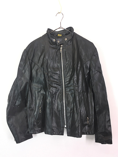 古着 70s USA製 Sears The Leather Shop 本革 レザー シングル ライダース ジャケット ライナー完備!! 42R  ミント!! - 古着 通販 ヴィンテージ 古着屋 Dracaena ドラセナ