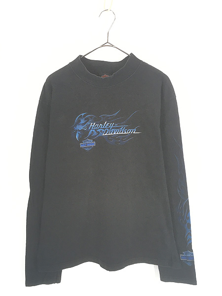 Harley-Davidson ヴィンテージTシャツ 2002年製 イーグル 古着 00s USA製 HARLEY DAVIDSON イーグル ブルー ファイヤー