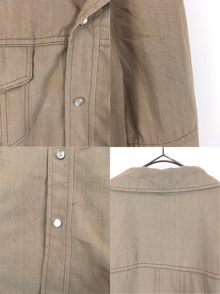 古着 70s USA製 Wrangler 先染め ブラウン デニム 開襟 ウエスタン シャツ ジャケット L 古着 70s USA製 Wrangler 先染め ブラウン デニム 開襟 ウエスタン