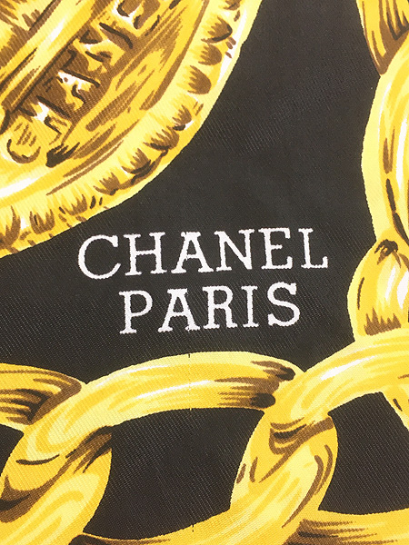 マライヤページCHANEL ビンテージ ココマークバンダナ 雑貨 古着 CHANEL ロゴ ココマーク ゴールドチェーン バンダナ