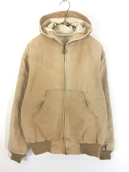レディース 古着 80s USA製 Carhartt 裏地 メッシュ フェード ブラウン ダック アクティブ パーカー ジャケット L レディース 古着 80s USA製 Carhartt 裏地 メッシュ フェード ブラウン