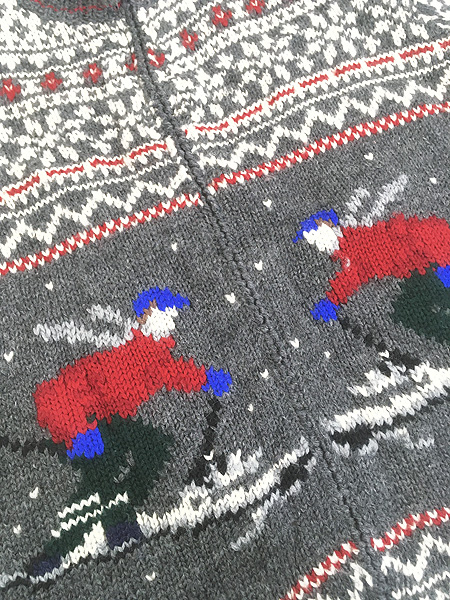 良品✨ ラルフローレン　ニットカーディガン　ノルディック柄　スキー　サイズL レディース 古着 90s LAUREN Ralph Lauren スキー ノルディック柄