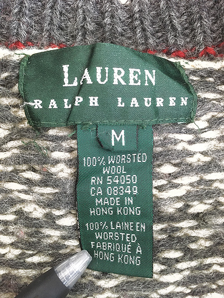 良品✨ ラルフローレン　ニットカーディガン　ノルディック柄　スキー　サイズL レディース 古着 90s LAUREN Ralph Lauren スキー ノルディック柄
