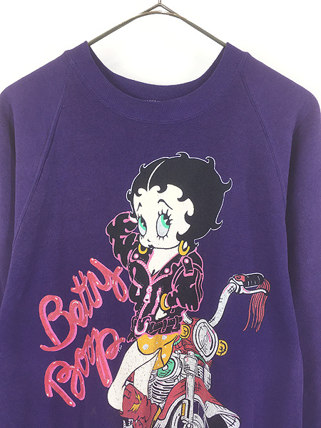 80s~90s KFS ベティブープ ビッグシルエット スウェット トレーナー レディース 古着 90s USA製 BOOP ベティ ブープ バイカー