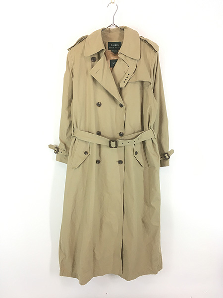 美品【ラルフローレン】ベージュ ダブルブレスト トレンチコート レディース 古着 90s Ralph Lauren ダブルブレスト トレンチ