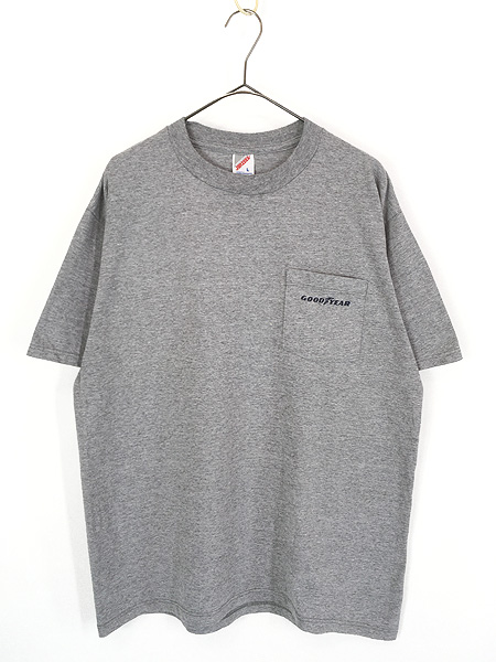 古着 90s USA製 GOOD YEAR 企業 ロゴ ワンポイント ポケット Tシャツ ポケT L 古着