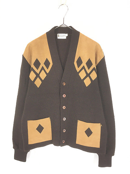 スペシャル60'S 70'S SEARSビンテージブラックモヘアカーディガンXL 古着 60-70s 無地 ソリッド ブラック シャギー モヘア ウール