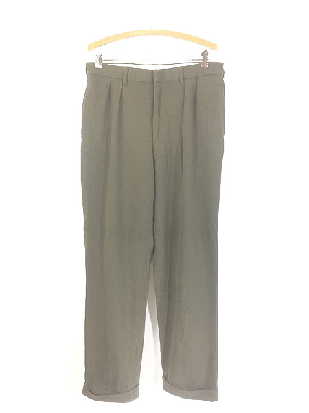 古着 Polo Ralph Lauren ノータック シルク リネン スラックス パンツ