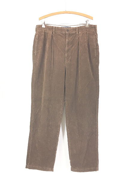 古着 Polo Ralph Lauren ヘリンボーン タック スラックス パンツ 茶