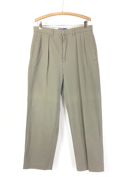 古着 Polo Ralph Lauren ヘリンボーン タック スラックス パンツ 茶